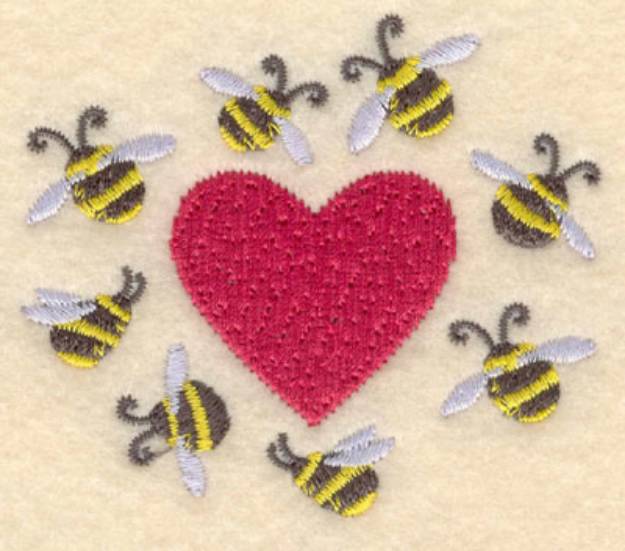 Picture of Heart And Bees Machine Embroidery Design