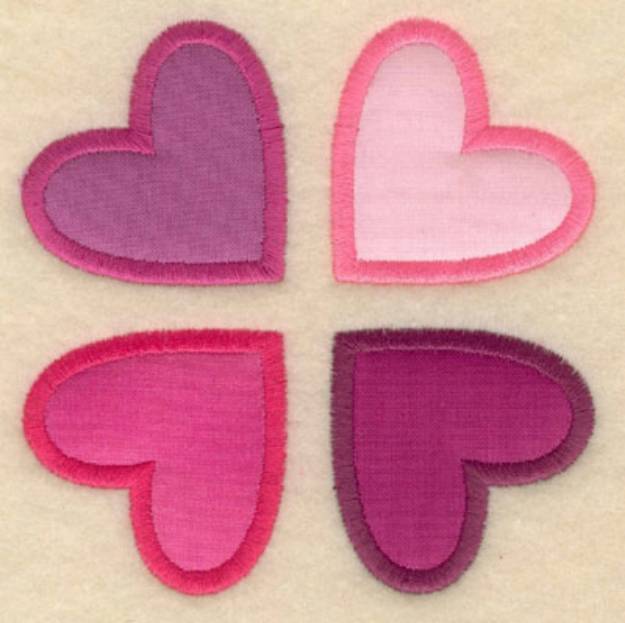 Picture of Four Heart Applique Machine Embroidery Design