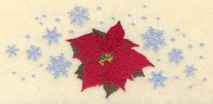 Picture of Poinsettia with Snowflakes Machine Embroidery Design