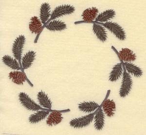 Picture of Pine Boughs and Cones Machine Embroidery Design