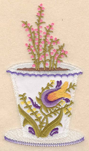 Picture of Flower Pot Applique Machine Embroidery Design