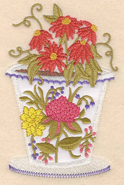 Picture of Potted Gerbera Applique Machine Embroidery Design
