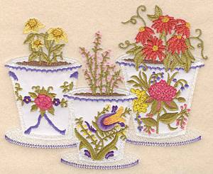 Picture of Flowerpot Trio Applique Machine Embroidery Design