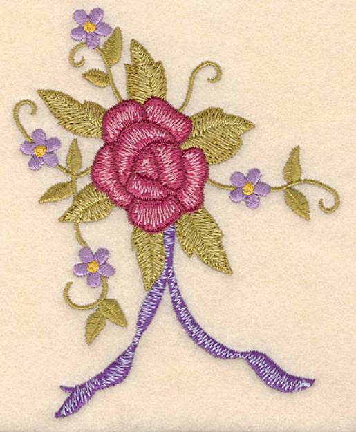 Picture of Ribboned Rose Bouquet Machine Embroidery Design