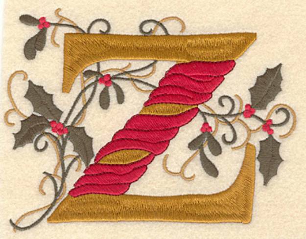 Picture of Holly Christmas Letter Z Machine Embroidery Design