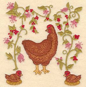 Picture of Three French Hens Machine Embroidery Design