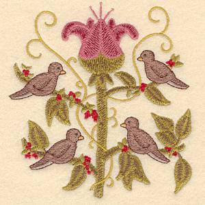 Picture of Four Calling Birds Machine Embroidery Design