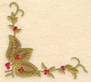 Picture of Corner Holly With Berries Machine Embroidery Design