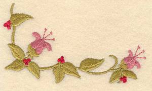 Picture of Two Flowers and Berries Machine Embroidery Design