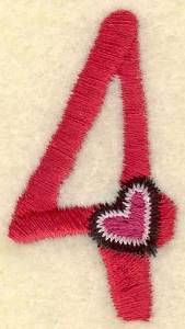 Picture of Number Four and Heart Machine Embroidery Design