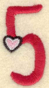 Picture of Number Five And Heart Machine Embroidery Design