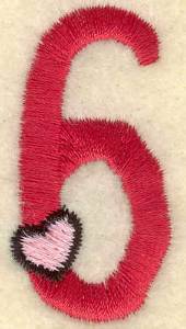 Picture of Number Six With Heart Machine Embroidery Design