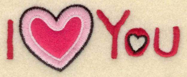 Picture of I Love You Heart Applique Machine Embroidery Design