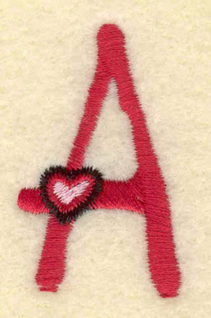 Picture of Heart And Uppercase A Machine Embroidery Design