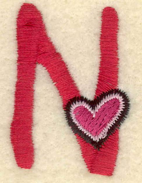 Picture of Heart And Uppercase N Machine Embroidery Design