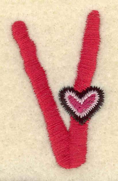 Picture of Heart And Uppercase V Machine Embroidery Design
