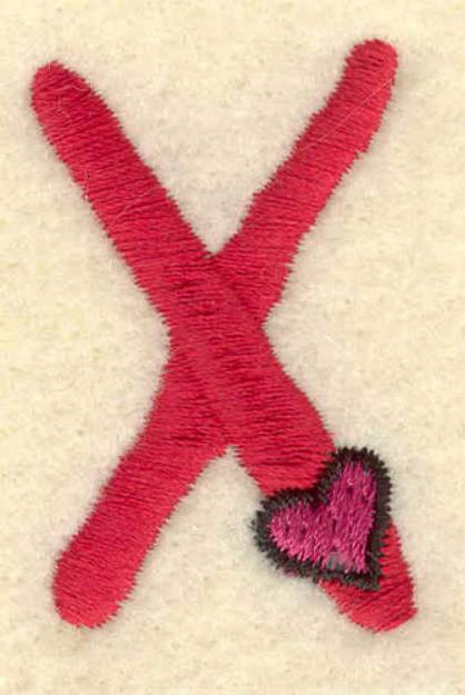 Picture of Heart And Uppercase X Machine Embroidery Design