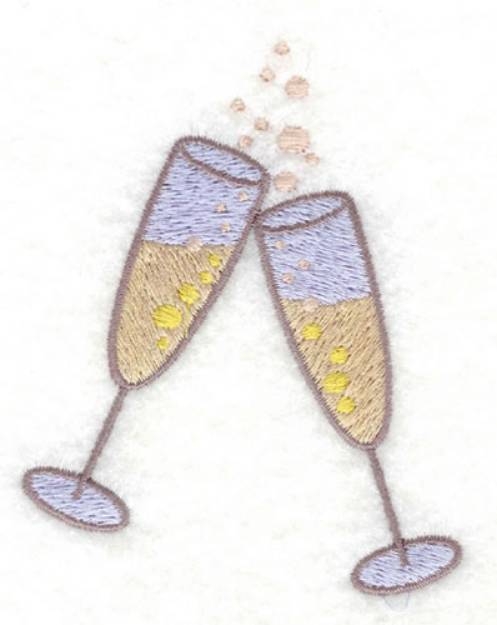Picture of Champagne Glasses Small Machine Embroidery Design