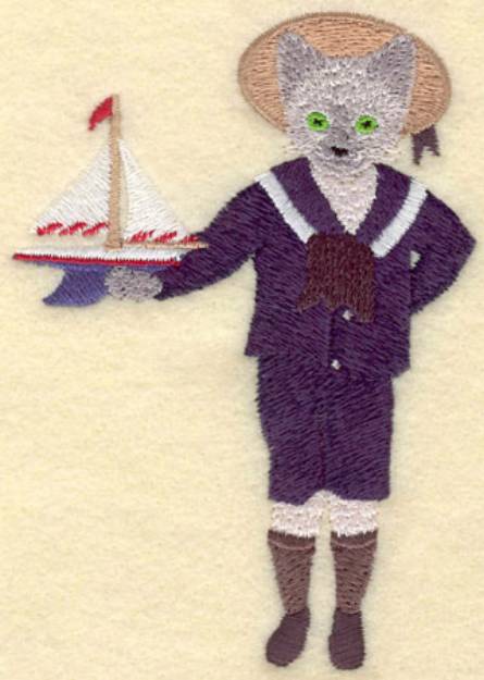 Picture of Sailor Boy Cat Machine Embroidery Design