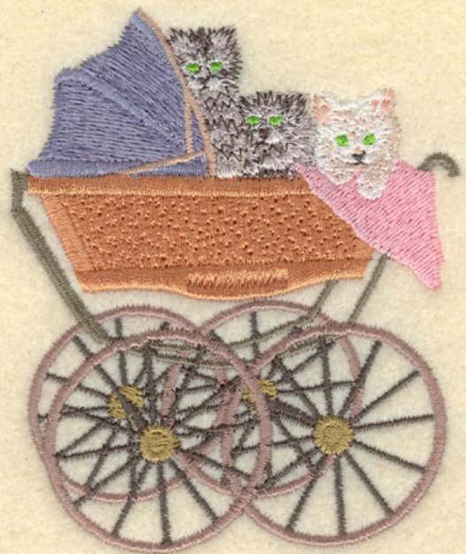 Picture of Kittens In Carriage Machine Embroidery Design