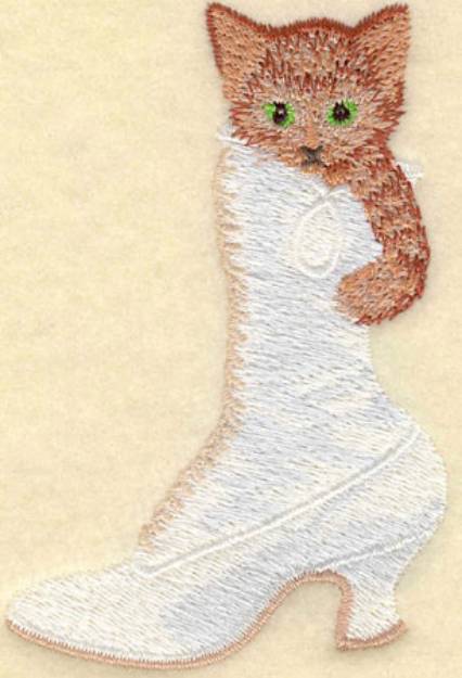 Picture of Kitten In Boot Machine Embroidery Design