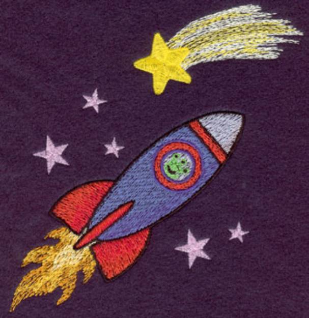 Picture of Rocket And Stars Machine Embroidery Design