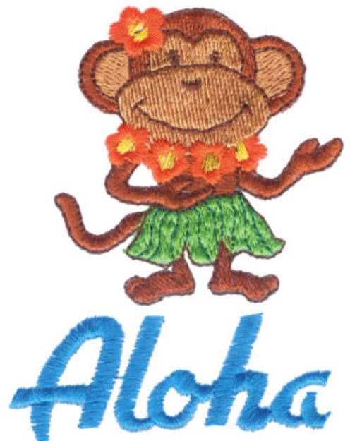 Picture of Aloha Monkey Machine Embroidery Design