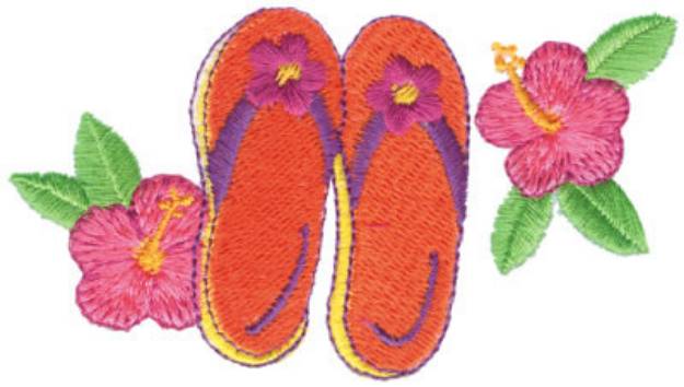 Picture of Hibiscus And Sandals Machine Embroidery Design