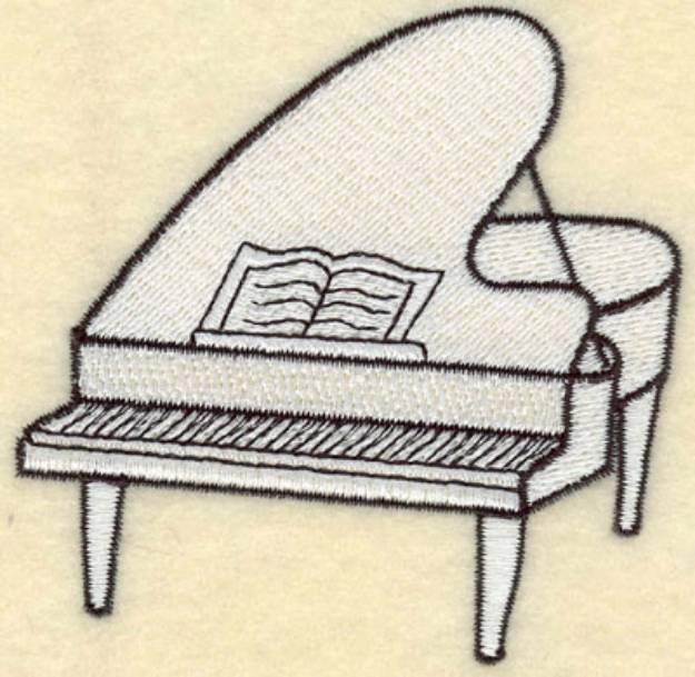 Picture of Piano White Machine Embroidery Design