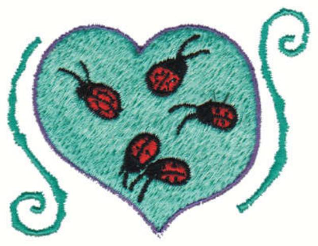 Picture of Ladybug Heart Machine Embroidery Design