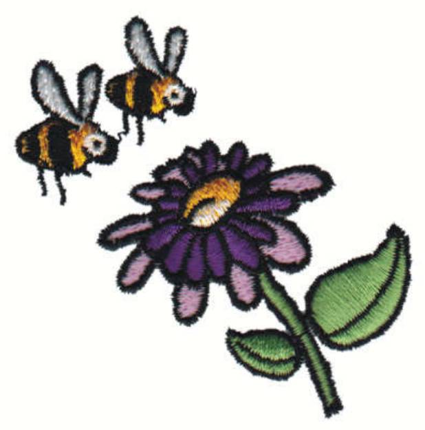 Picture of Bees And Flower Machine Embroidery Design