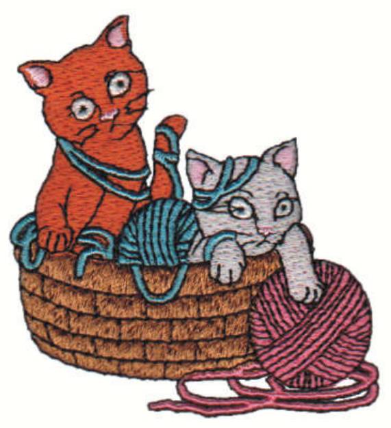 Picture of Kittens And Yarn Machine Embroidery Design