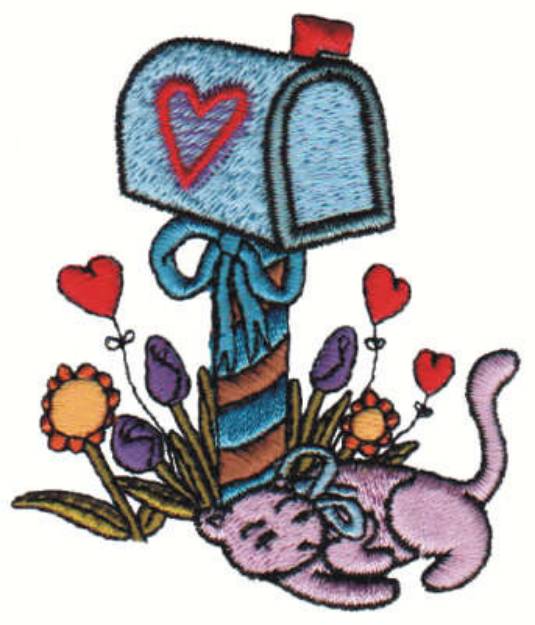 Picture of Kittys Mailbox Machine Embroidery Design