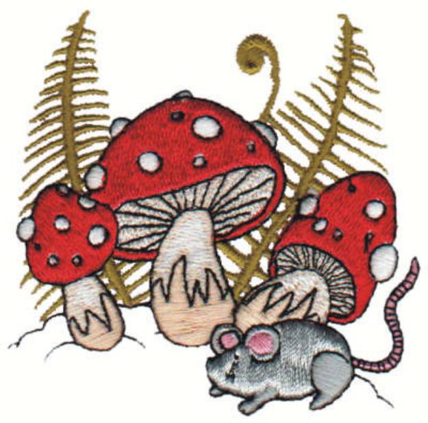 Picture of Mushrooms And Mouse Machine Embroidery Design