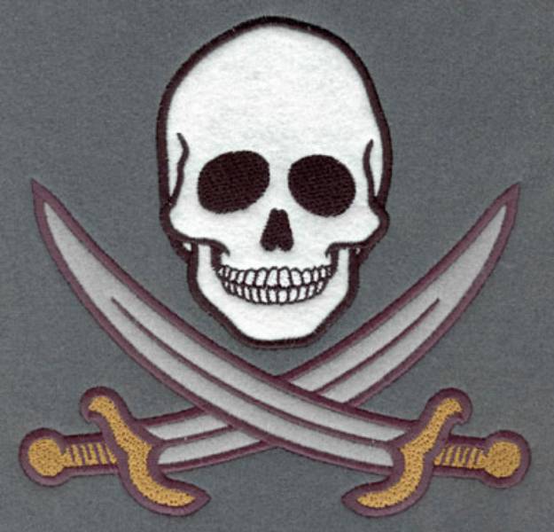 Picture of Skull And Cutlass Applique Machine Embroidery Design