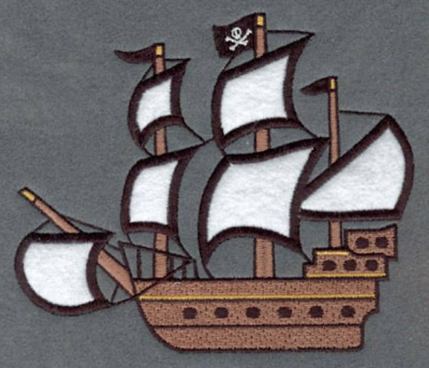 Picture of Pirate Ship Applique Machine Embroidery Design