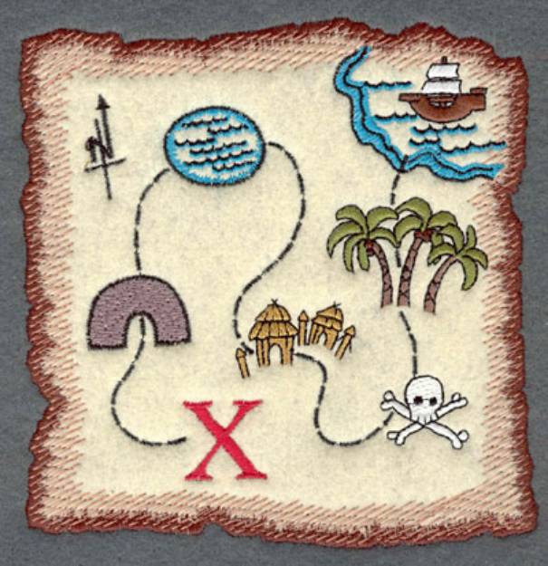 Picture of Treasure Map Applique Machine Embroidery Design