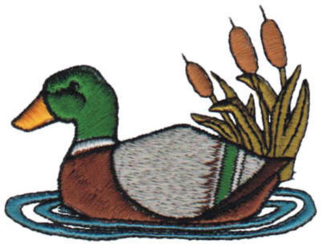 Picture of Duck With Cattails Machine Embroidery Design