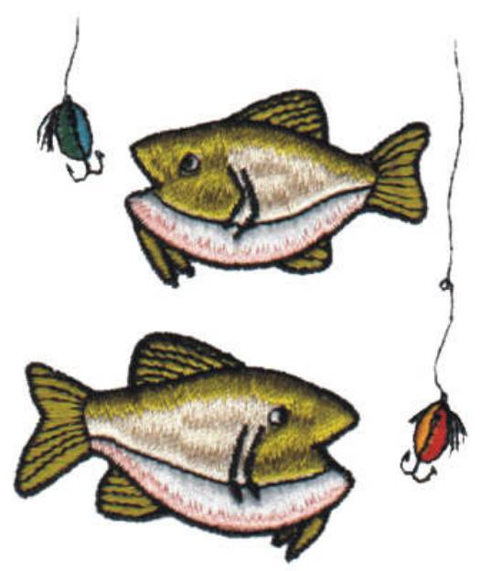 Picture of Two Caught Fish Machine Embroidery Design