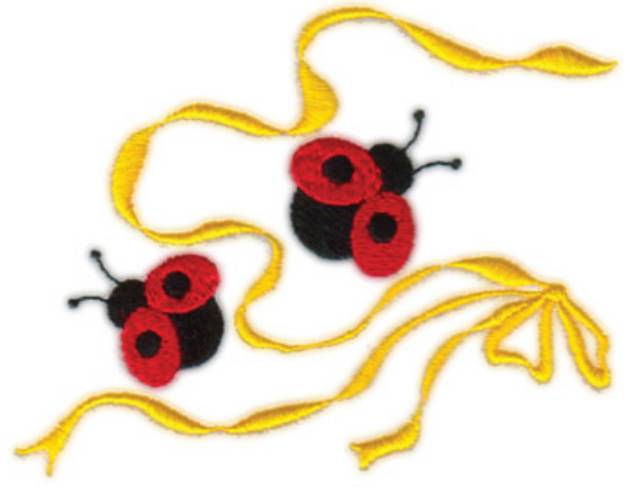 Picture of Bow And Ladybugs Machine Embroidery Design