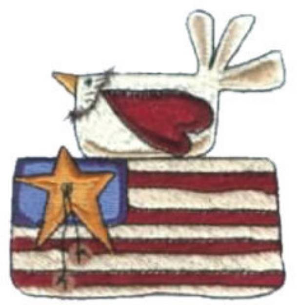 Picture of Bird And Flag Machine Embroidery Design