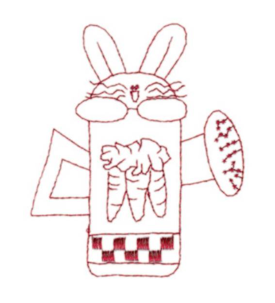 Picture of Bunny Watering Can Machine Embroidery Design