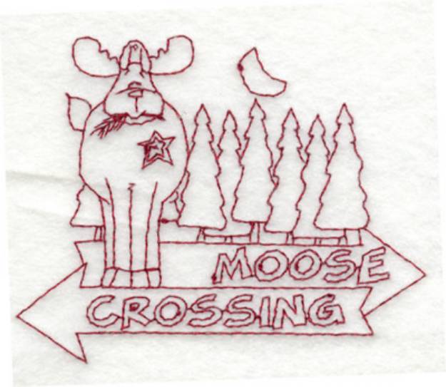 Picture of Moose Crossing Machine Embroidery Design