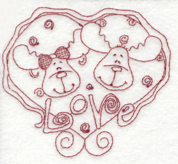 Picture of Moose Love Machine Embroidery Design