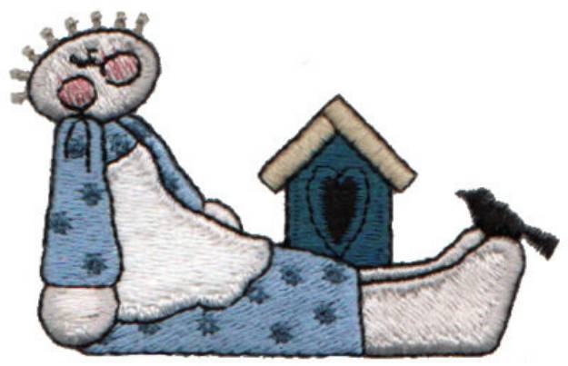 Picture of Birdhouse And Girl Machine Embroidery Design
