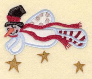 Picture of Snowman With Stars Machine Embroidery Design