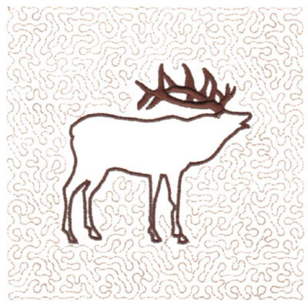 Picture of Elk Quilt Square Machine Embroidery Design