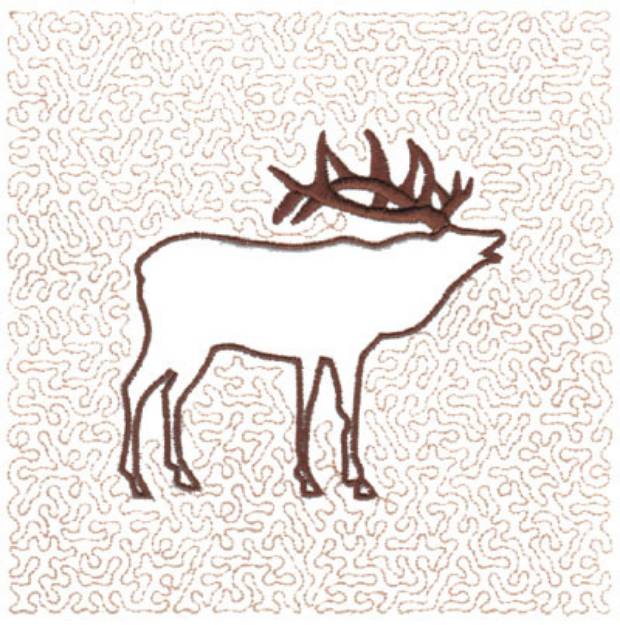 Picture of Elk Quilt Square Machine Embroidery Design