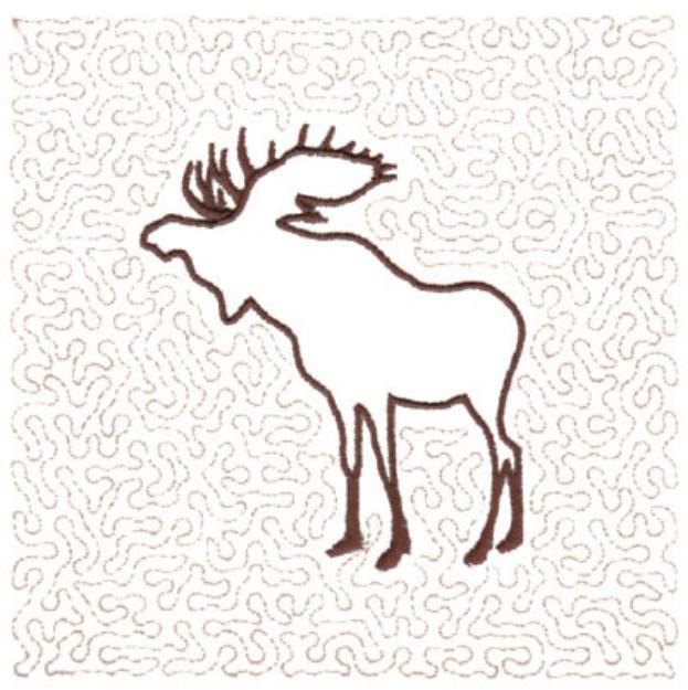 Picture of Moose Quilt Square Machine Embroidery Design