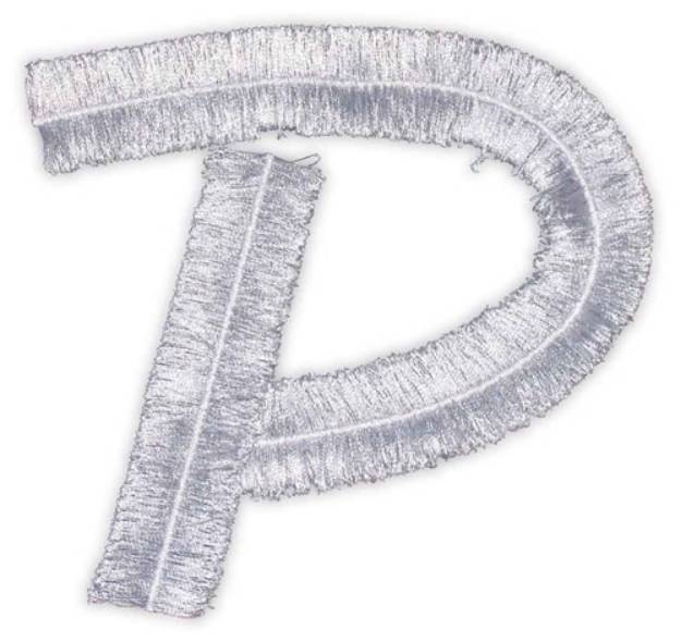 Picture of Script Fringe Letter P Machine Embroidery Design